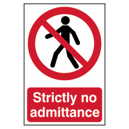 ASEC `Strictly No Admittance` Sign 200mm x 300mm