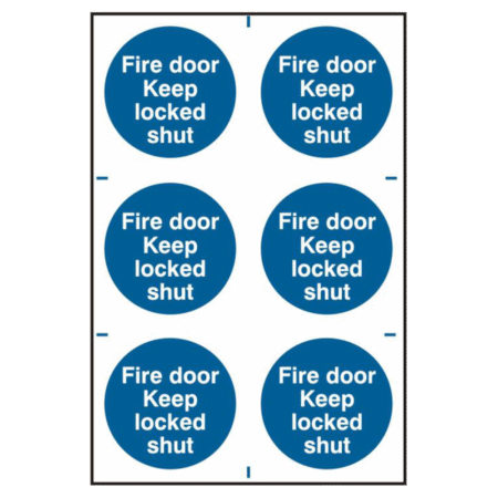 ASEC `Fire Door Keep Locked Shut` 200mm x 300mm PVC Self Adhesive Sign