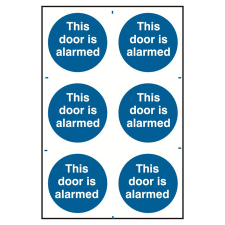 ASEC `This Door Is Alarmed` 200mm x 300mm PVC Self Adhesive Sign
