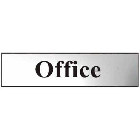 ASEC `Office` 200mm x 50mm Chrome Self Adhesive Sign