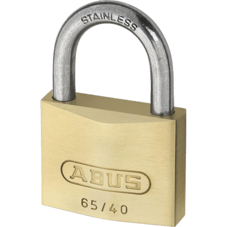ABUS 65 Series Brass Long Stainless Steel Shackle Padlock