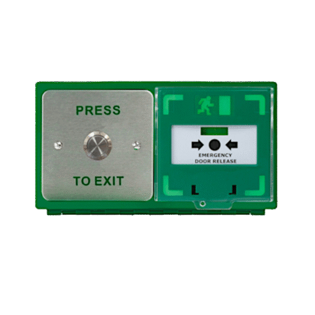 ICS Dual Unit MCP110 Call Point With 19mm Stainless Steel Exit Button
